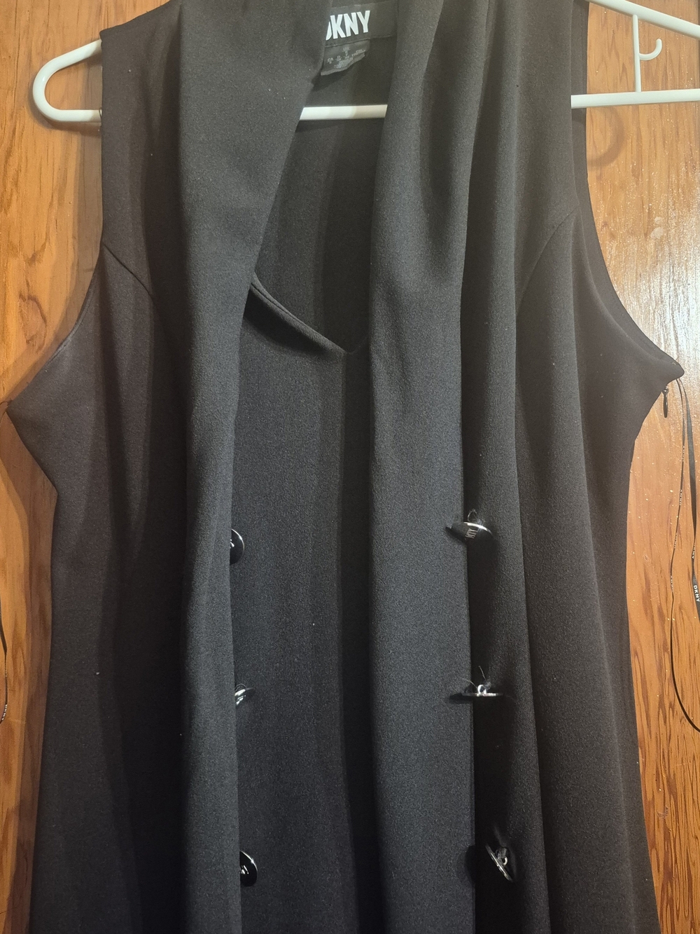 DKNY Black Sleeveless Double-Breasted dress with attached  tie
